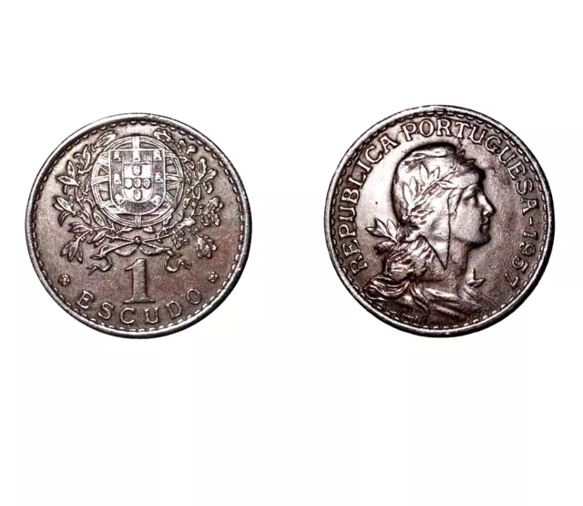 PORTUGAL Zweite Republik 1 Escudo Münze datiert 1957 PORTUGIESISCHE REPUBLIK Lissabon Sehr guter Zustand