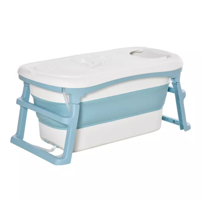 HOMCOM Foldable Bathtub Kids Bath Tub with Lid Large Bathtubs, Refurbished