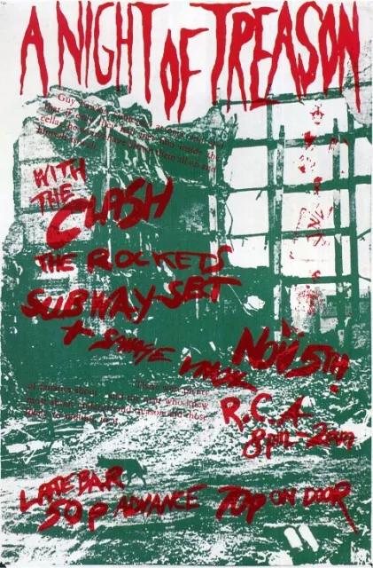 THE CLASH Concert Window Poster - Punk Rock 'A Night of Treason' 1976 reprint