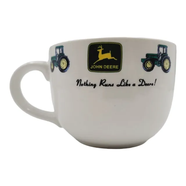 John Deere Large Coffee Mug White and Green Nothing Runs Like a Deere Tractor