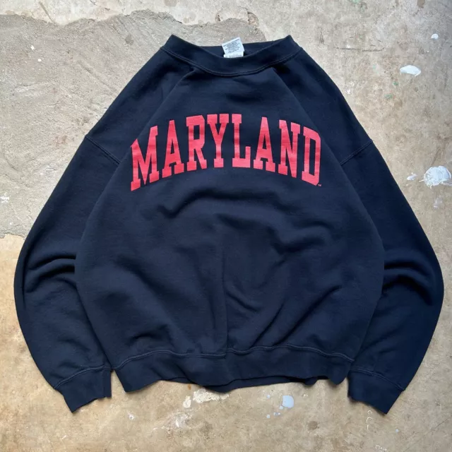 Vintage Y2K University Of Maryland UMD Terrapins Terps Pullover Sweatshirt Large