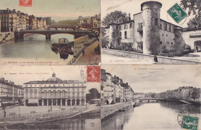 Lot de 4 cartes postales anciennes postcards BAYONNE PAYS BASQUE 4