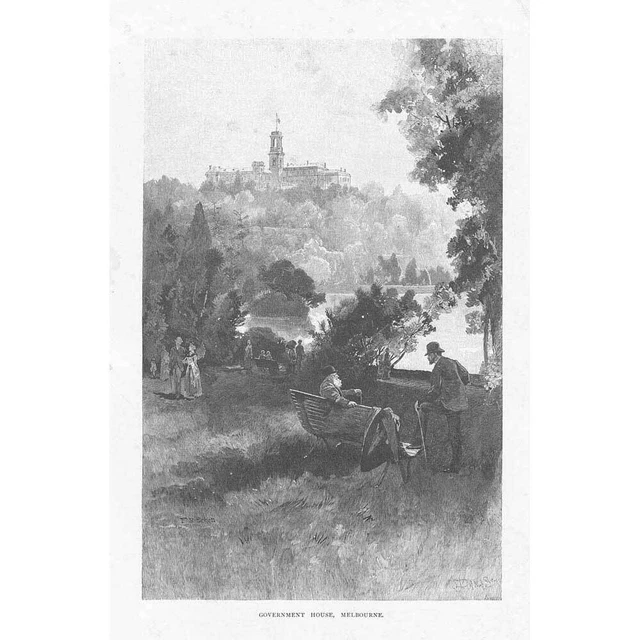 AUSTRALIA View of Government House Melbourne - Stampa antica 1888
