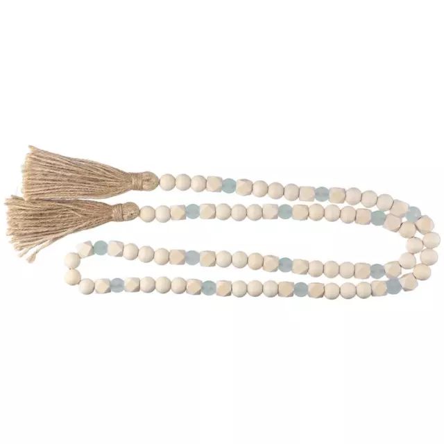 53 Inch Tassels Wood Bead Garland White Twine fringe hanging ornaments  Party