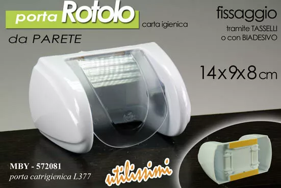 Porta Rotolo Carta Igienica Bianco Muro Parete Adesivo / Tasselli Fisso 14*9*8Cm