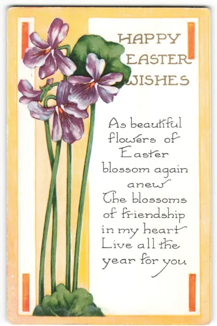 Postcard Happy Easter Wishes Poem, Whitney Made VTG VPC01.