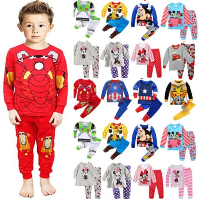 Children Kid Boys Girls Cartoon Sleepwear Nightwear Pjs Pyjamas Outfit Set New