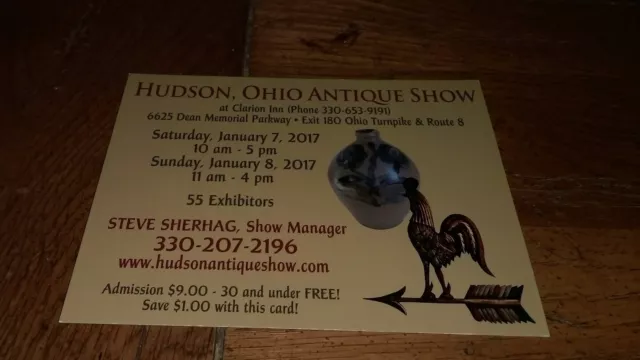 Hudson Ohio Antique Show Clarion Inn Wilhide's Antiques Steve Sherag Postcard PC