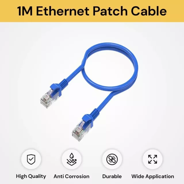 CAT 5e Ethernet Cable Lan Network CAT5e Internet Modem Blue RJ45 Patch Cord LOT 2