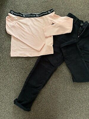 Girls Outfit Crooped River Island Top Next Jeans Outfit Set 11-12 Y New