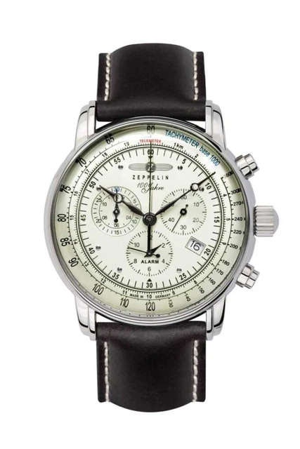Zeppelin 100 Anni Orologio Cronografo Aviator 8680-3 Cinturino IN Pelle 42 MM