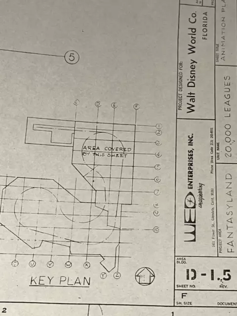 Walt Disney World Fantasyland 20,000 Leagues Animation Plan Blueprint 18" x 24"