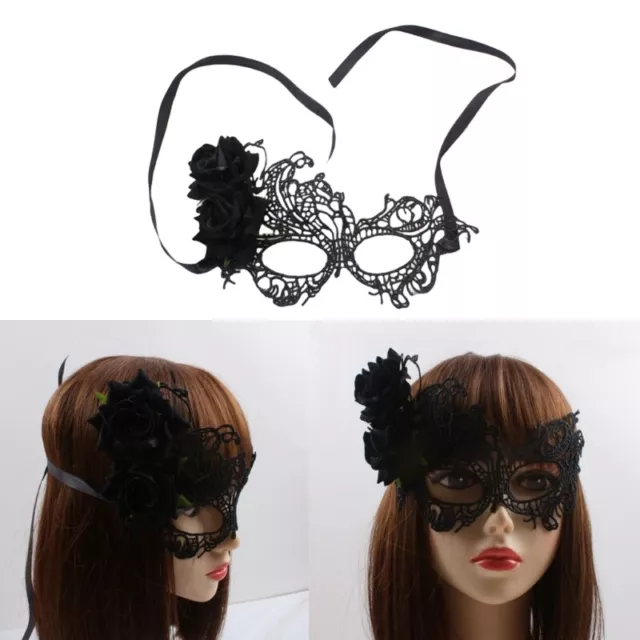 BLACK LACE MASK Eyemask Spider-Hairpin for Women Masquerades Eye Mask ...