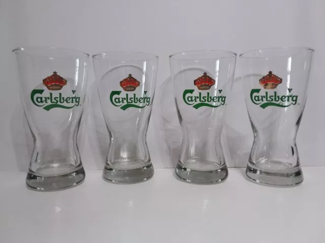 4 CARLSBERG BEER Fluted Pilsner Glasses Logo Pub Glass - Barware A2 $24 ...