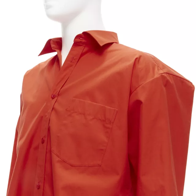 BALENCIAGA Cocoon red swing collar 3D cut oversized button down shirt 2