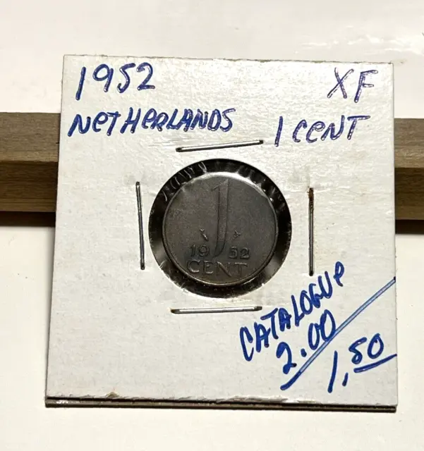 1952 Netherlands 1 Cent XF (INV C)