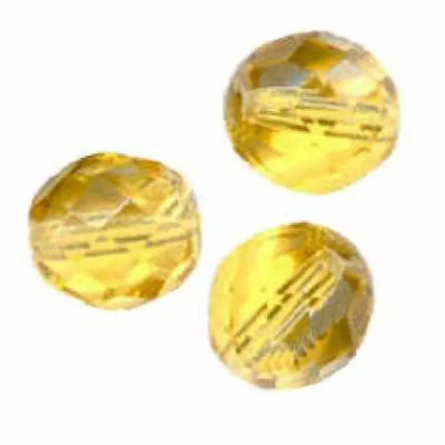 10 PERLES FACETTES DE BOHEME  10 mm  LIGHT  TOPAZ