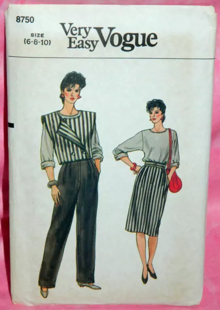 8750 Patron Vintage Vogue 4 Creations Jupe Blouse Pantalon 34 Au 38  (6 Au 10)