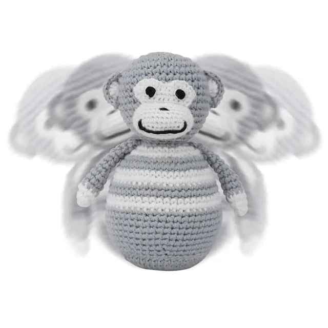 Gehäkeltes Poussah Zweiton-Glöckchengeräusch Singe Gris Peluche P239