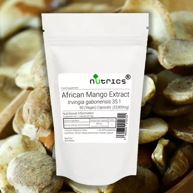 Nutrics® 23,800mg AFRICAN MANGO EXTRACT STRONG 100% Pure Vegan Capsules