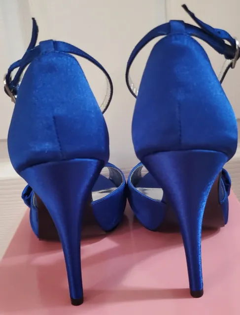 NEW Nina Royal Blue Peep-Toe Satin Evening Dress Sandals Size 7.5M 3