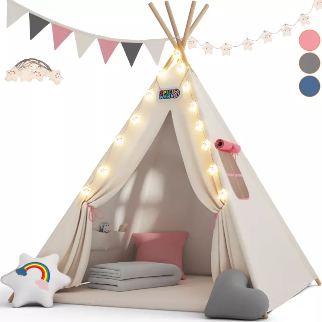 Spielwerk Tipi enfant avec tapis Tente de jeu Sac de transport Chambre d'enfant