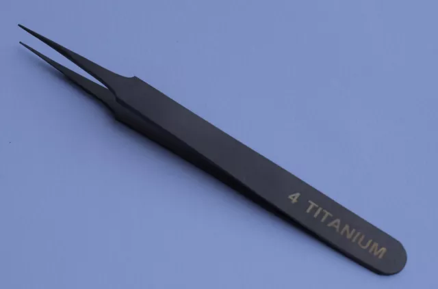Titanium Tweezers No4 #4 110mm Length Fine Tapered Points Lightweight