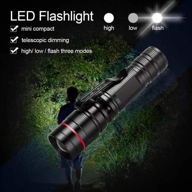 1x linterna LED XPE súper brillante zoom telescópico recargable· antorcha USB V7S4;