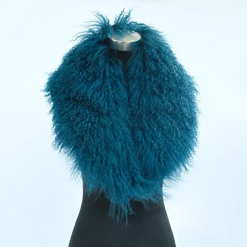 Real Fur Scarf Detachable Mongolian Lamb Fur Collar Scarf for Women Garments 2