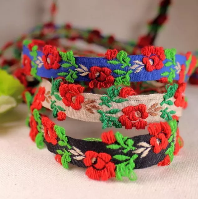 Vintage embroidery Flowers lace Ribbon Trim Decorative DIY crafts clothing 1.5cm