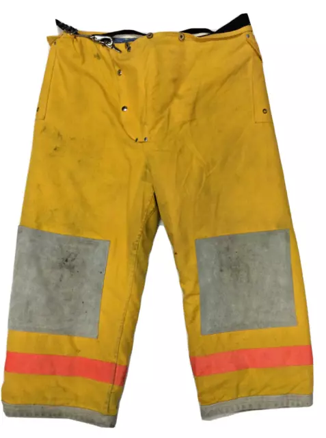 44x28 44S Janesville Lion Firefighter Turnout Bunker Pants Yellow Orange P1358