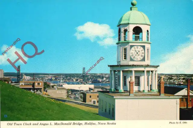 Postcard:;Halifax, Nova Scotia, Old Town Clock and Angus L. Macdonald Bridge