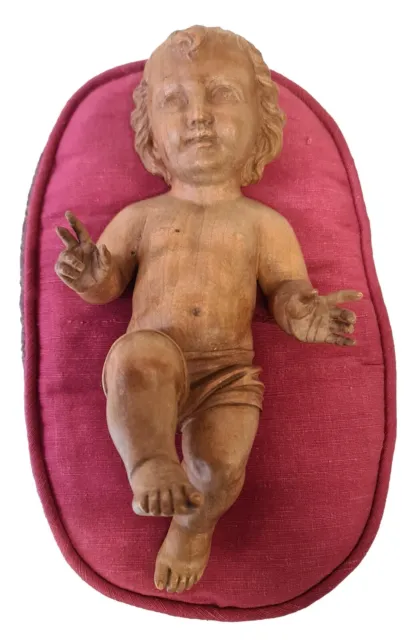 Enfant Jésus. Sculpture En Bois Sculpté. Signé J. Gasso. Xxème Siècle.