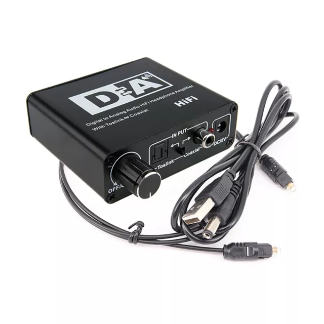 Digital to Analog Audio Converter 3.5mm Adapter with Fiber Cable RCA Out Optical