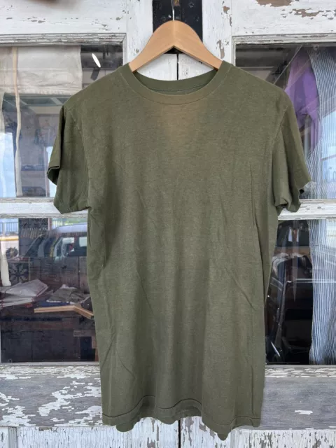 VINTAGE KOREAN WAR(?) US Army Blank Green Uniform Tee Thin Soft large ...