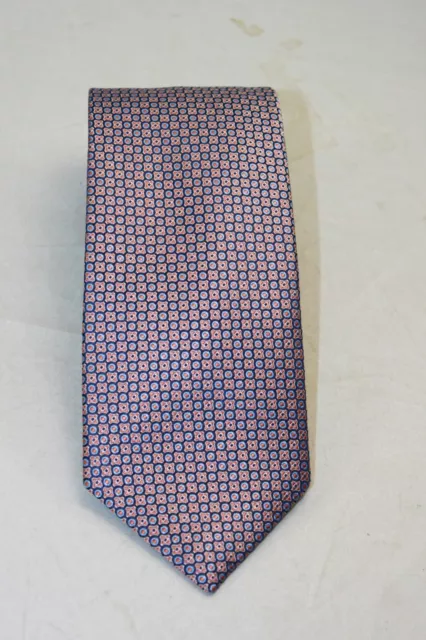 David Donahue Men's Pink Geometric Pattern Silk Tie MSRP $135
