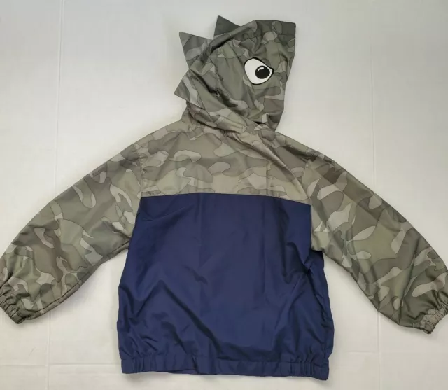OshKosh Bgosh Toddler Boys Camouflage Dino Hood Windbreaker Jacket Size 2T 3