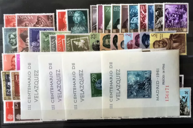 Sellos España 1961** (Mnh) Completo, Nuevos Con Hojas De Velazquez