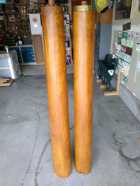 19th century Solid Teak Pillars From India - Antique Pair 6ft Tall HEAVY