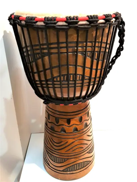 Pro Quality Mahogany Wood Bongo Djembe Drum Carved Multi 50Cm 9-9.5" Head