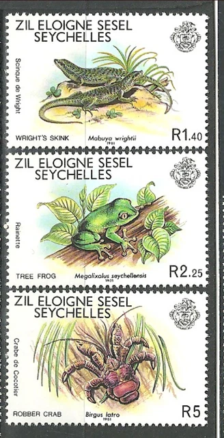 1554/Seychellen Äußere 1981 30-32 ** Echse Frosch Spinne