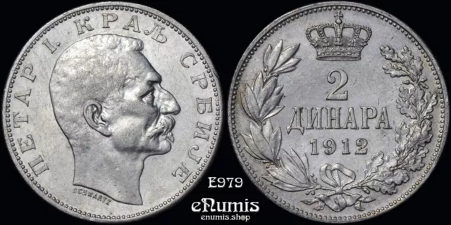 SERBIA, Peter I, 2 Dinara 1912, aUNC