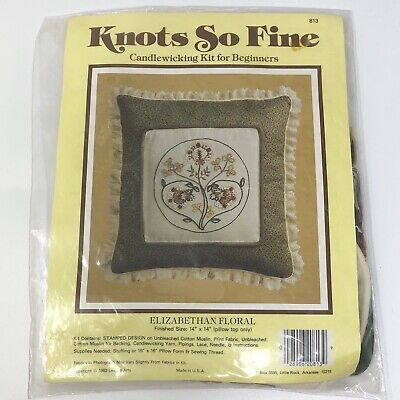De colección 1983 Knots So Fine Candelabro Kit ELIZABETHAN FLORAL Almohada Top Nuevo en Paquete