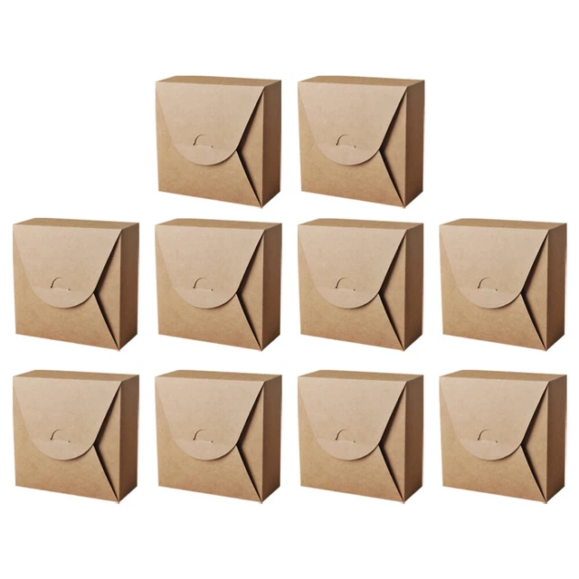 10 pz scatola di carta Kraft Natale carta caramelle scatola pane matrimonio