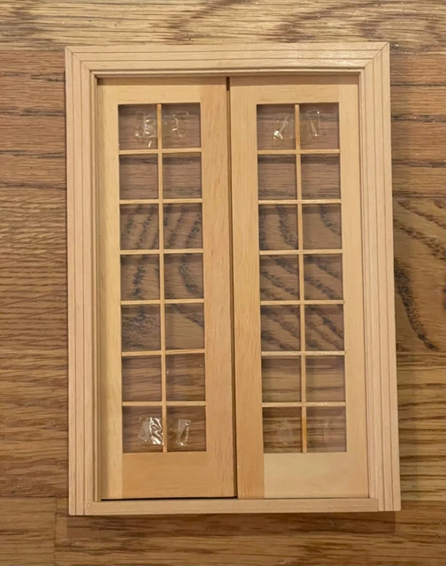 Door -Double French Wooden Dollhouse Miniature  1/12 scale Houseworks 1979