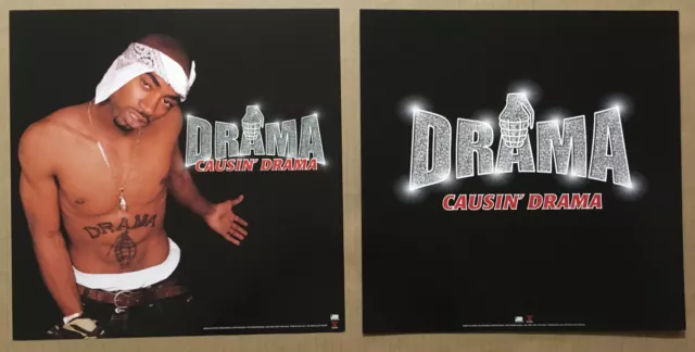 DRAMA Rare 2000 DOUBLE SIDED PROMO POSTER FLAT for Causin CD 12x12 USA MINT