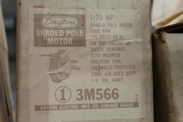 Dayton 3M566 Electric Motor 1/70HP 3000RPM 115V CWSE