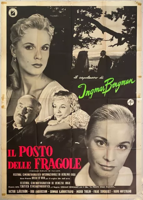 Manifesto Originale 4F Il Posto Delle Fragole Ingmar Bergman  1° Edizione 1959