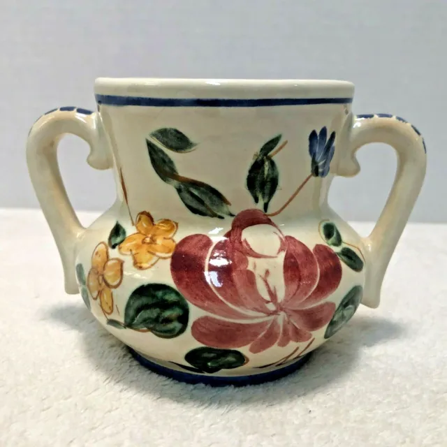 Vintage Red Wing Floral Double Handled Miniature Bud Vase Urn