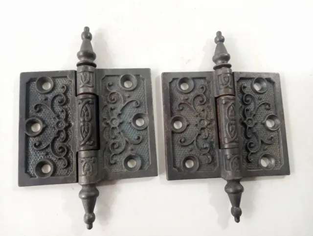 Antique Cast Iron Ornate Victorian Steeple Tip Door Hinge Pat. April 3 1877